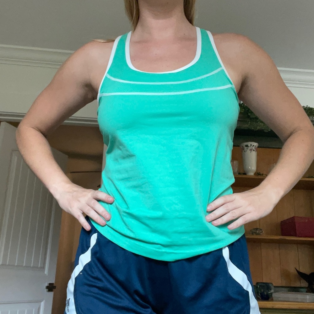 Reebok bright green workout halter tank